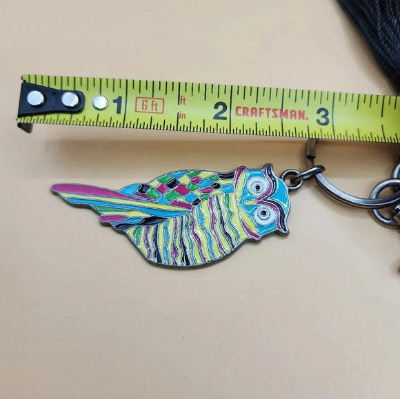 Sakroots Metal Owl & Tassels Bag Purse Charm Green Blue Purple 2 Inch - New - Picture 4 of 4